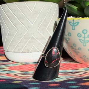 Red lava dahlia Ring Sterling Silver 925